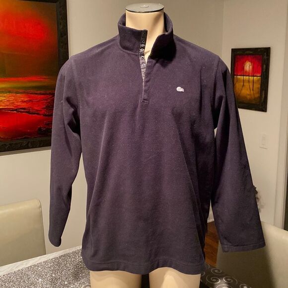 Lacoste 6/Extra Large Black Sweater Snap Closures Logo Embroidered - Picture 1 of 7